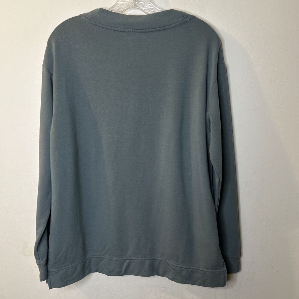 Orvis V Neck Sweatshirt Womens M Sage Green Dropped Shoulders Pullover Modal - Picture 5 of 9